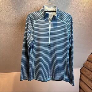 PATAGONIA CAPILENE MIDWEIGHT Zip Neck Shirt. Blue stripe, Size Medium
